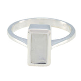 Rainbow Moonstone Solitaire German 92.5 Silver White Gemstone Slim Trendy Ring Jewelry