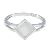 Rainbow Moonstone Solitaire Turkish 925 Silver White Gems Dainty Feminine Ring Jewelry