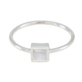 Rainbow Moonstone Solitaire Korean 92.5 Silver White Gemstones Elegant Feminine Ring Jewellery