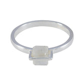 Rainbow Moonstone Solitaire American 92.5 Silver White Gemstones Dainty Feminine Ring Jewelry