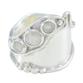 Rainbow Moonstone Trilogy German 925 Sterling Silver White Gemstones Essential Trendy Ring Jewelry