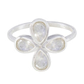 Rainbow Moonstone quarter American 925 Sterling Silver White Gemstones Dainty Floral Ring Jewelry