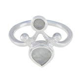 Rainbow Moonstone Toi et Moi Indian Silver White Gems Tiny Sophisticated Ring Jewelry
