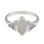 Rainbow Moonstone Trilogy American 925 Silver White Gemstone Whisper thin Sophisticated Ring Jewellery