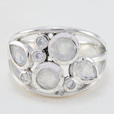 Rainbow Moonstone quarter German Sterling Silver White Gemstone Minimal Fairytale Ring Jewellery