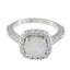Rainbow Moonstone Halo French 925 Sterling Silver White Gems Slim Luxurious Ring Jewellery