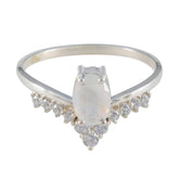 Rainbow Moonstone Halo Korean 92.5 Silver White Gemstone Delicate Sophisticated Ring Jewellery