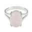 Rose Quartz Solitaire Egyptian Silver Pink Gemstone Slim Boho Ring Jewelry