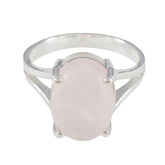 Rose Quartz Solitaire Egyptian Silver Pink Gemstone Slim Boho Ring Jewelry
