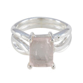 Rose Quartz Solitaire African Sterling Silver Pink Gemstone Classic Abstract Ring Jewelry