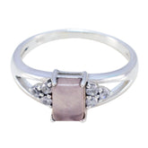 Rose Quartz Halo Turkish 925 Sterling Silver Pink Gems Dainty Romantic Ring Jewelry