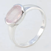 Rose Quartz Solitaire Korean 92.5 Silver Pink Gemstone Dainty Modern Ring Jewelry