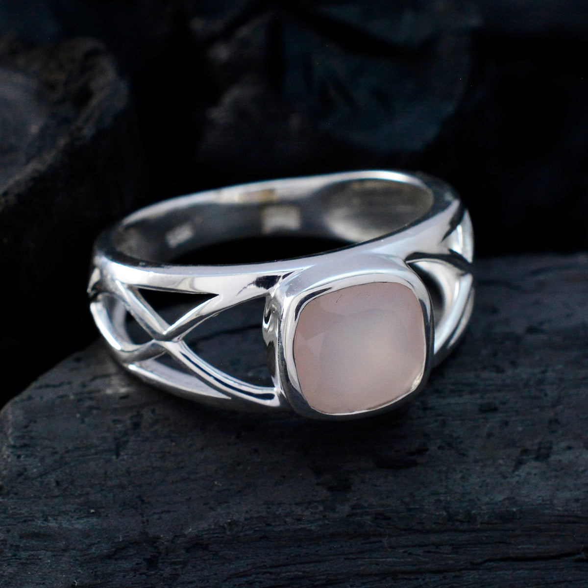 Rose Quartz Solitaire Russian Silver Pink Gemstones Tiny Fairytale Ring Jewellery
