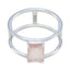 Rose Quartz Solitaire American 92.5 Silver Pink Gems Whisper thin Geometric Band Jewelry
