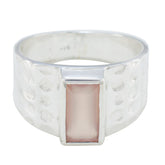 Rose Quartz Solitaire German Silver Pink Gemstone Mid weight Signet Ring Jewellery