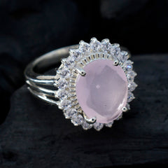 Rose Quartz Halo Moroccan 925 Silver Pink Gems Classic Signet Ring Jewellery