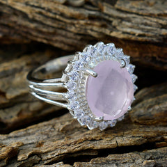 Rose Quartz Halo Moroccan 925 Silver Pink Gems Classic Signet Ring Jewellery