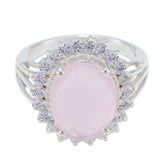 Rose Quartz Halo Moroccan 925 Silver Pink Gems Classic Signet Ring Jewellery