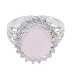 Rose Quartz Halo Moroccan 925 Silver Pink Gems Classic Signet Ring Jewellery