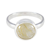 Rutile Quartz Solitaire French 925 Silver Yellow Gemstone Slim Sophisticated Ring Jewelry