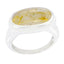 Rutile Quartz Solitaire Egyptian Sterling Silver Yellow Gemstone Mid weight Sophisticated Ring Jewelry