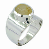 Rutile Quartz Solitaire German Silver Yellow Gemstone Versatile Armor Ring Jewellery