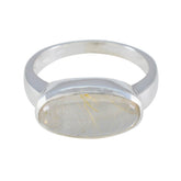 Rutile Quartz Solitaire American Silver Yellow Gemstone Whisper thin Modern Ring Jewelry