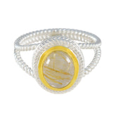 Rutile Quartz Solitaire Spanish Silver Yellow Gems Classic Rope Wire Ring Jewellery