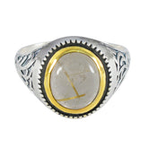 Rutile Quartz Solitaire Australian 92.5 Silver Yellow Gemstones Eye catching Filigree Ring Jewelry