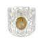 Rutile Quartz Solitaire Middle Eastern Sterling Silver Yellow Gemstones Versatile Filigree Ring Jewelry