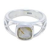 Rutile Quartz Solitaire Russian 925 Silver Black Gemstone Slim Contemporary Ring Jewelry