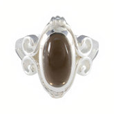 Smoky Quartz Solitaire Indian 925 Silver Brown Gemstones Classic Glamorous Ring Jewellery