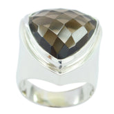 smoky quartz Solitaire Egyptian 92.5 Silver Brown Gems Chunky Cocktail Ring Jewellery