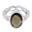 Smoky Quartz Solitaire Mexican Silver Brown Gemstone Minimal Rope Wire Ring Jewelry