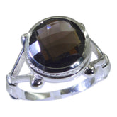 smoky quartz Solitaire German Silver Brown Gemstone Eye catching Abstract Ring Jewellery