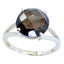 smoky quartz Solitaire Japanese 92.5 Silver Brown Gemstone Whisper thin Feminine Ring Jewelry