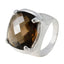 Smoky Quartz Solitaire Italian Sterling Silver Brown Gemstones Chunky Traditional Ring Jewellery