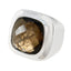 Smoky Quartz Solitaire Italian 925 Silver Brown Gems Chunky Signet Ring Jewelry