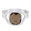 smoky quartz Solitaire Russian 925 Silver Brown Gems Classic Romantic Ring Jewelry