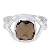 smoky quartz Solitaire Russian 925 Silver Brown Gems Classic Romantic Ring Jewelry