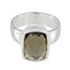 Smoky Quartz Solitaire French 925 Sterling Silver Brown Gemstone Versatile Modern Ring Jewellery