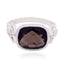 smoky quartz Halo Indian Sterling Silver Brown Gemstone Slim Boho Ring Jewellery