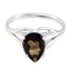 smoky quartz Solitaire Turkish Silver Brown Gems Delicate propsel Ring Jewellery