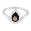 smoky quartz Solitaire French Sterling Silver Brown Gems Slim Fairytale Ring Jewellery
