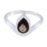 smoky quartz Solitaire French Sterling Silver Brown Gems Slim Fairytale Ring Jewellery