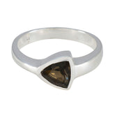 Smoky Quartz Solitaire Turkish Silver Brown Gemstones Tiny Artisan Ring Jewellery