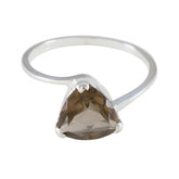 Smoky Quartz Solitaire Russian Sterling Silver Brown Gems Delicate Boho Ring Jewelry