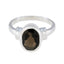 smoky quartz Solitaire French 925 Silver Brown Gemstone Classic Luxurious Ring Jewellery