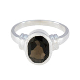 smoky quartz Solitaire French 925 Silver Brown Gemstone Classic Luxurious Ring Jewellery