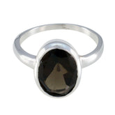 Smoky Quartz Solitaire American Sterling Silver Brown Gemstones Whisper thin Modern Ring Jewellery